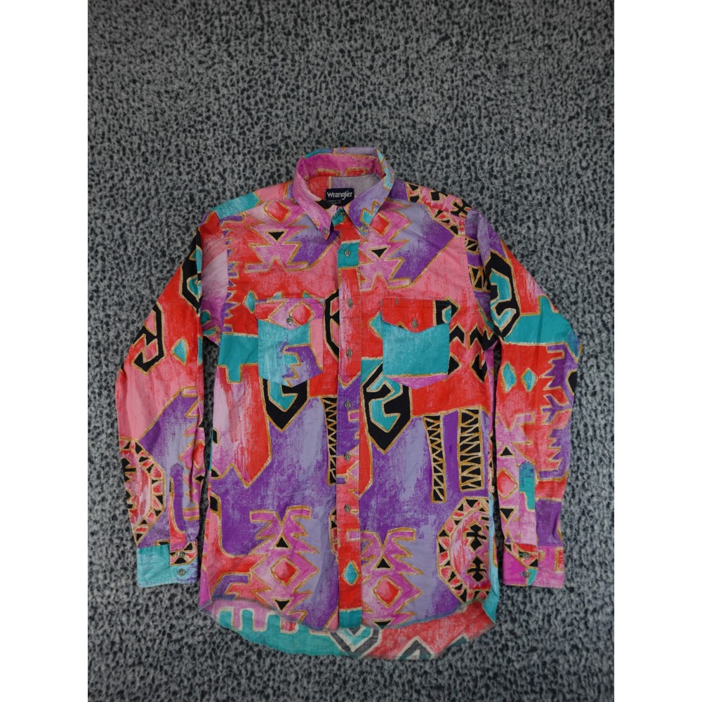 Wrangler Cowboy Cut Shirt Mens 15.5-34 Multicolor Southwestern Geometric Print‎